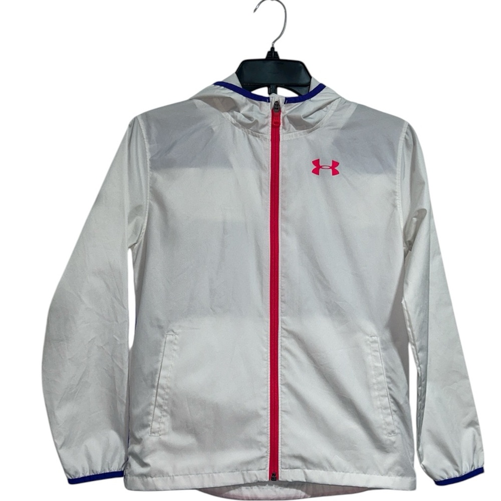Girl's Youth Size Medium White Hooded Under Armour Jacket